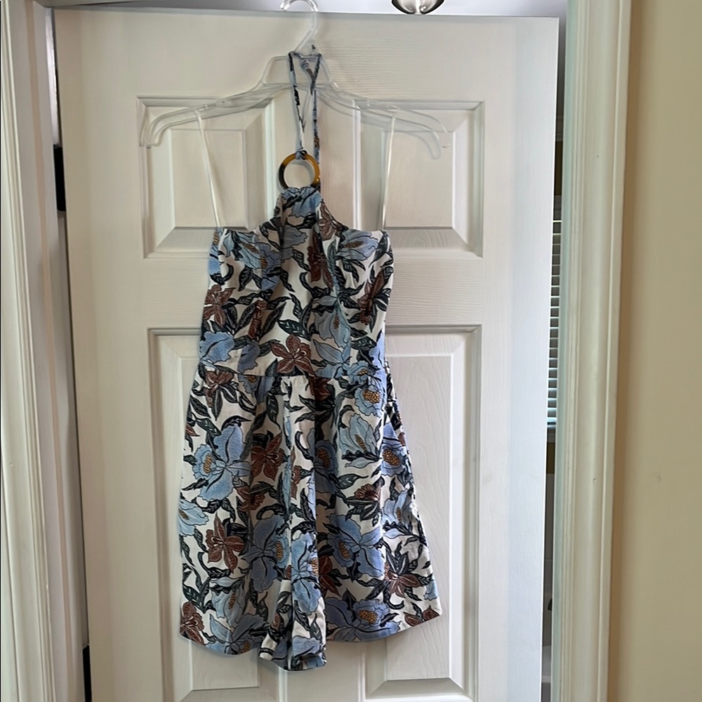 Old Navy Floral Halter Jumpsuit - Blue and Brown